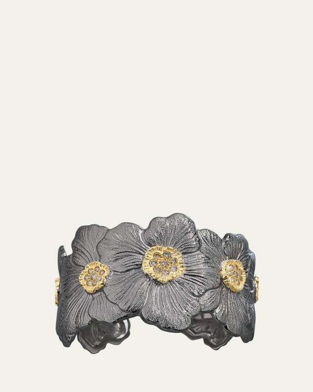 Blossom Gardenia Cuff in Burnished Silver